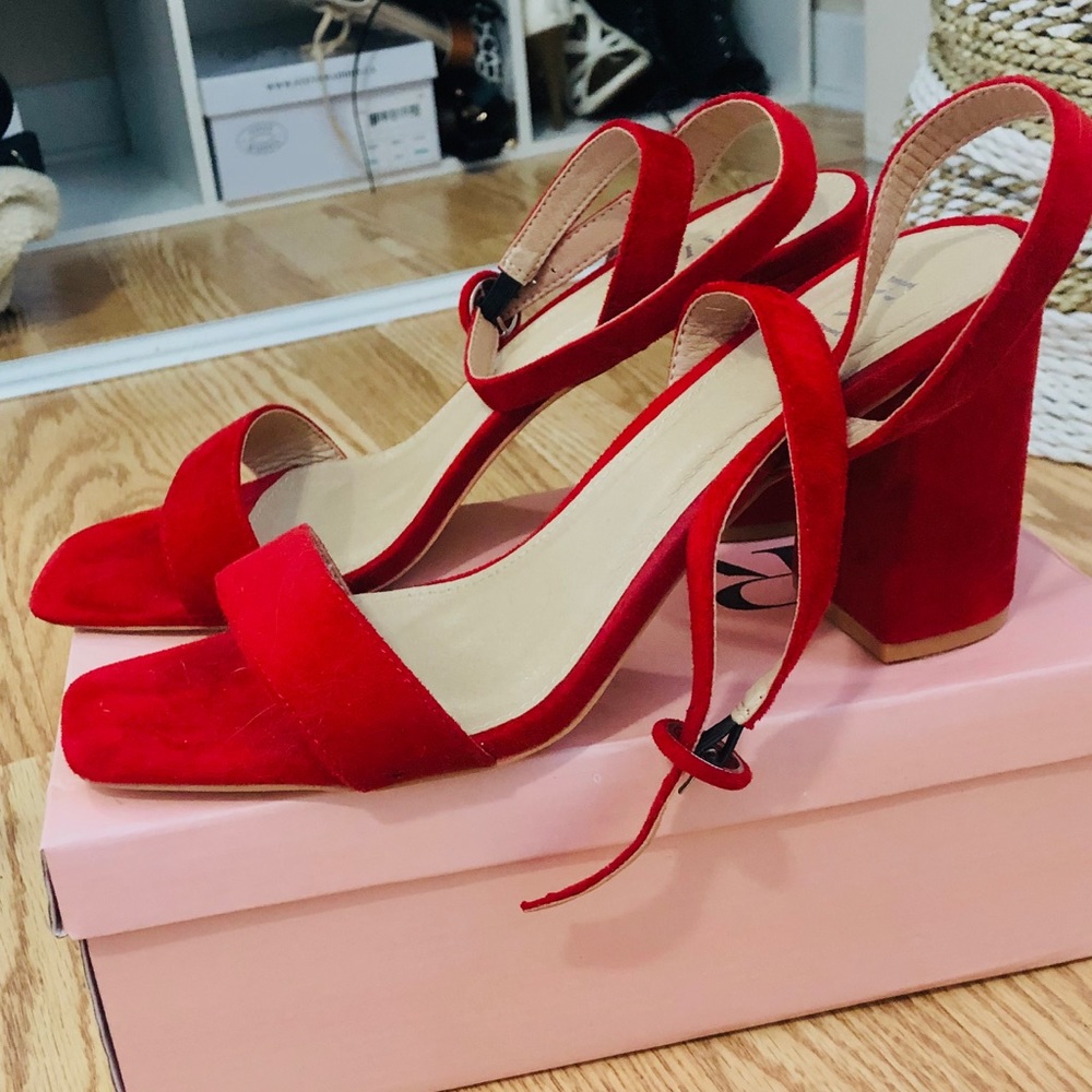 Brand New Red velvet ASOS heels/sandals